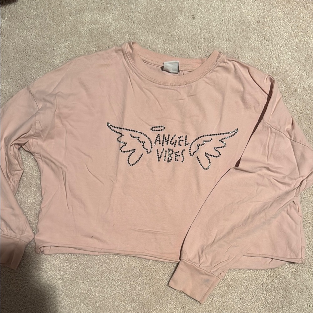 Zara Pink 'Angel Vibes' Kids Shirt